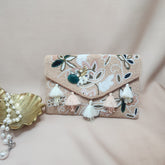 Peach floral bead bag